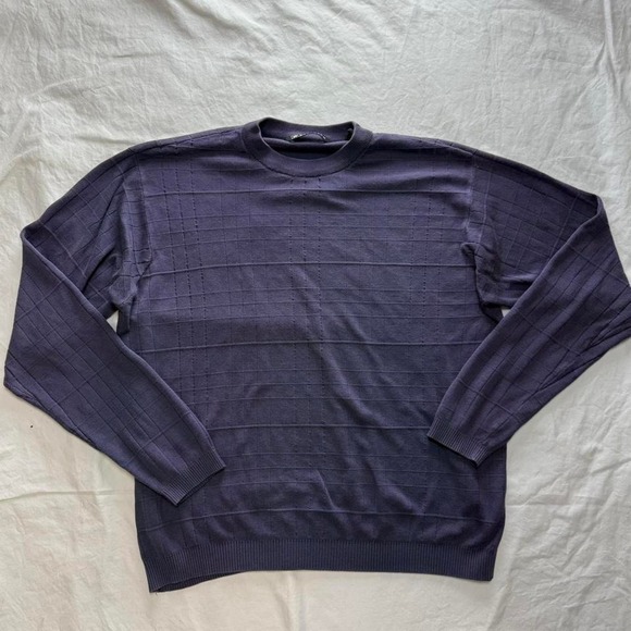 Bachrach Other - Bachrach Purple 100% Silk Slim Knit Pullover Sweater Sz XL Preppy Minimalist